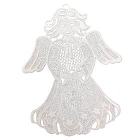 Ppt-210-0098 Pinnacle Peak Trading Company Large White Lace Angel German Window Hanger Or Christmas Ornament 7.5 Inch