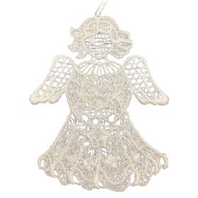 Ppt-210-0107 Pinnacle Peak Trading Company White Lace Angel Holding Star German Christmas Ornament Set Of 6