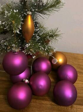 Ppt-301-0016 Pinnacle Peak Trading Company 3.25 Inch 9 Count Matte Purple Copper Glass Ball Christmas Ornaments Euc