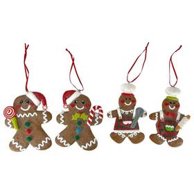 U140ast083-kt Pinnacle Peak Trading Company Holiday Clay Gingerbread Man Christmas Ornaments 4 Piece Set 4.5 Inch