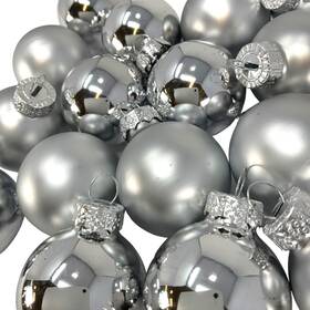 U246-0046 Pinnacle Peak Trading Company 1 Inch Small Shiny And Matte Silver Christmas Ball Ornaments 16 Piece Set