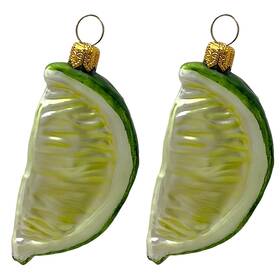 Ppt-155-0059 Pinnacle Peak Trading Lime Wedge Citrus Fruit Polish Glass Christmas Ornament Set Of 2 Decorations