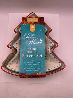 Pw4100779614026 Pioneer Woman The Holiday Cheer Tree Server Set 2 Piece Christmas 2021 Unopened