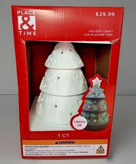 Place & Time 196981250029 And Christmas Craft Led Plaster Tree 10 Inch Tall Unpainted
