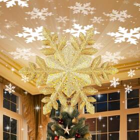 Hk0001500 Plimook Christmas Tree Topper Lighted With 6 Projection Slides Snowflake Chr