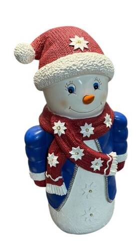 Plow & Hearth 801946922858 Charming And Lighted Shorty Snowman Christmas Holiday Statue Figure