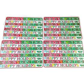 9046 Pns Vintage Christmas Vinyl Placemats Set Of 4 Seasons Greetings Happy Holidays