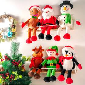Poen 445020619604 6 Pcs 16 Inch Christmas Plush Dolls Decoration Santa Claus Snowman Elk Ging