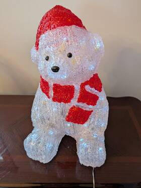 2515018 Polar Bear Christmas Led Decoration Xmas Acrylic Light Up Home Decor 15 Inch Tall