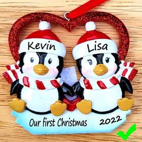 Polar X 659839772208 Personalized Penguin Couple Christmas Tree Ornament 2022 Keepsake Holiday Gift