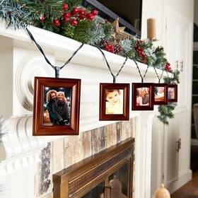 Pfl-500cn Polaroid 5 Photo Frame String Led Lightboxes Christmas Mantle Lights Wood