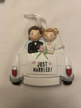 Polarx 659839703325 Just Married Car Personalized Christmas Tree Ornament