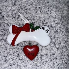 Polarx 659839761547 Dog Bone With Bow Personalized Christmas Tree Ornament