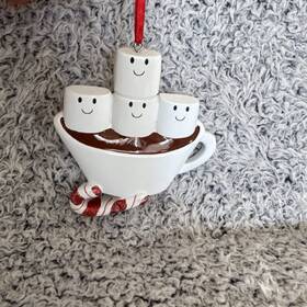 Or1213-3 Polarx Family Of 4 Marshmallows In Hot Cocoa Christmas Ornament Personalizable
