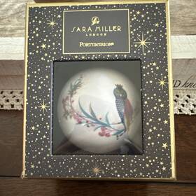 Portmeirion 749151699373 Nib Sara Miller London Bauble Ball Christmas Ornament Festive Owl
