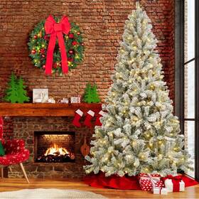 Xt-704w Posrue 7ft Pre-lit Snow Flocked Artificial Christmas Tree Corded