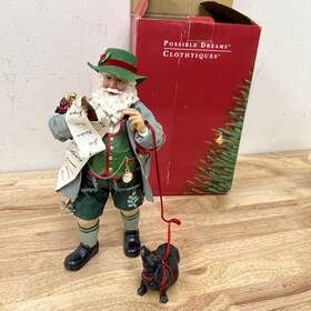 4052117 Possible Dreams Santa With Dog Christmas Figurine Box