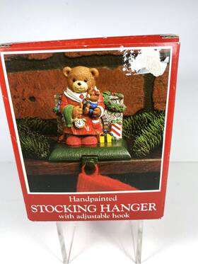 03309 Potpourri Press Papa Bear Adjustable Stocking Holder Cast Iron Christmas Chipped