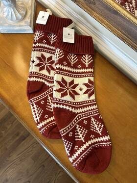Pottery Barn 1308095 Fair Isle Christmas Stockings 2 Red Nwt