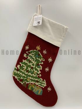 1701616 Pottery Barn Holiday Christmas Tree Icon Crewel Stocking Multi Medium #b177