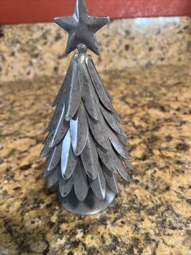1853758 Pottery Barn New 7.25 Galvanized Tree With Star Small Metal Christmas