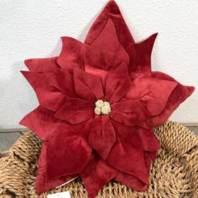 2035393 Pottery Barn Velvet Poinsettia Shaped Pillow 18 Inch Red Christmas Decor New Holiday