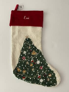 20468101775764 Pottery Barn Christmas Tree Embroidered Stocking With The Name Emi - Nwt