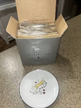 2054583 Pottery Barn Reindeer Coasters Full Set Of 8 Appetizer 4 Inch Mini Plates Christmas