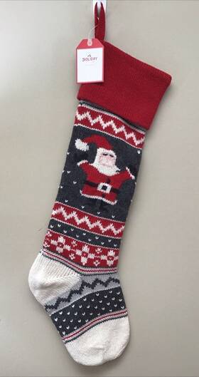 3066192 Pottery Barn New Kids Knit Natural Fair Isle Santa Christmas Holiday Stocking