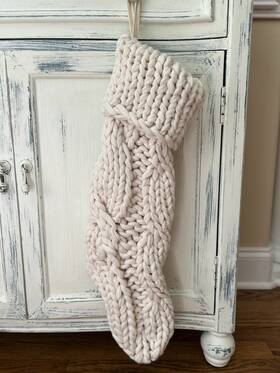 3221781 Pottery Barn Colossal Handknit Christmas Stocking Ivory Nwot Ob