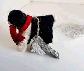 4104508 Pottery Barn Black And White Felt Naughty Dog - Christmas Ornament New Sealed