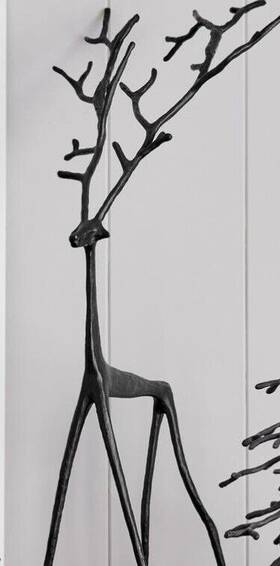 4387945 Pottery Barn Large Bronze Sculpted Reindeer Rustic Christmas Holiday Deer New