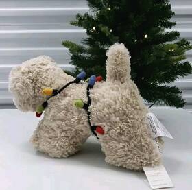 6123336 Pottery Barn New 2023 Tangled Dog Faux Fur 17 X 11 Inch Pillow Christmas Lights