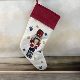 6443796 Pottery Barn Nutcracker Needlepoint Christmas Stocking Multicolor Nwot