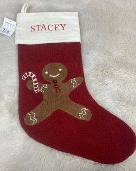 7205948 Pottery Barn Nwt Holiday Icons Gingerbread Man Crewel Christmas Stocking Stacey