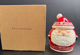 Y1356 Pottery Barn 885114227679 Santa Claus Sugar Bowl Christmas Brand New With Box S/c S/2