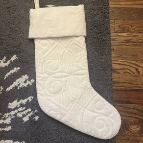 9545484 Pottery Barn Channel Quilted Velvet No Monogram Christmas Stocking Ivory Medium
