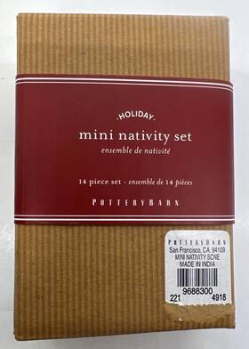 9688300 Pottery Barn Solid Brass Nativity Set Vintage 14 Piece Christmas Miniature