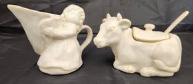 9717851 Pottery Barn 12 Days Of Christmas Eight Maids A Milking Cow Creamer And Sugar Set