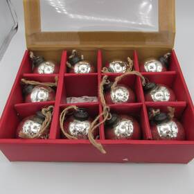 9895087 Pottery Barn Set Of 11 Mercury Glass Silver Ornaments Christmas Balls
