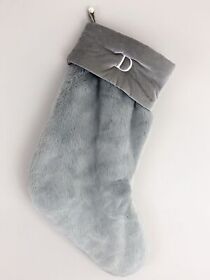 9133618 Pottery Barn Alpaca Faux Fur Christmas Stocking D Initial Gray Grey New Large