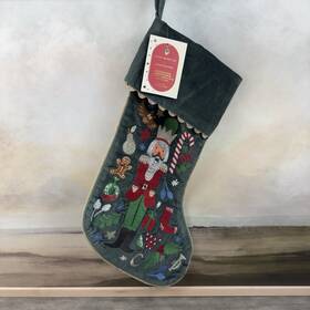 9598213 Pottery Barn Kids Rifle Paper Co. Nutcracker Embroidered Velvet Christmas Stocking Ob