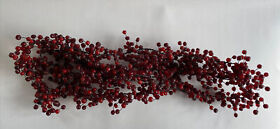 94126-pbm-92 Pottery Barn Pepperberry Christmas Burgundy Red Glass Wired Garland 5 Feet