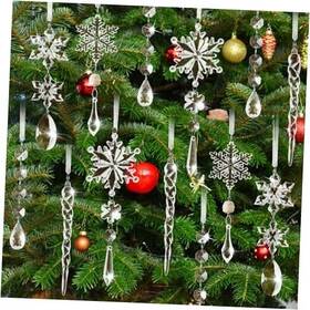 Cho-001 Pprafdd 18pcs Clear Christmas Snowflake Icicle Hanging Ornaments Acrylic Crystal