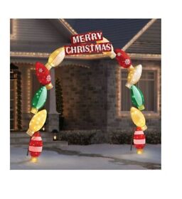Swc67250 Pre-lit Led Huge 90inch L X 96inch H Merry Christmas Stacked Holiday Lights Yard Arch