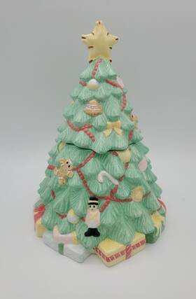 1tree Precious Moments Rare Ceramic Christmas Tree Cookie Jar Visions Sugar Plums 12 Inch