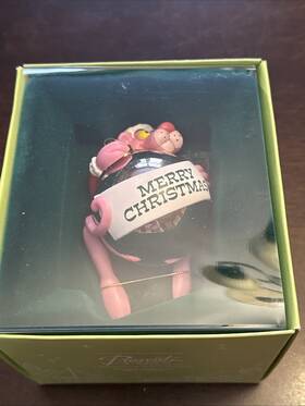 P1255 Presents Of California The Pink Panther Christmas Ornament 1984 Very Rare Vintage Mint Silver Ball