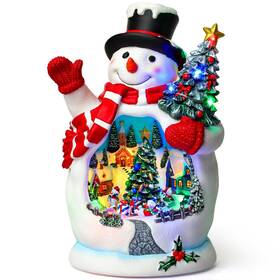 P-dd01 Priddop Snowman Christmas Village Scene Animated With Rotating Led Lights Chr