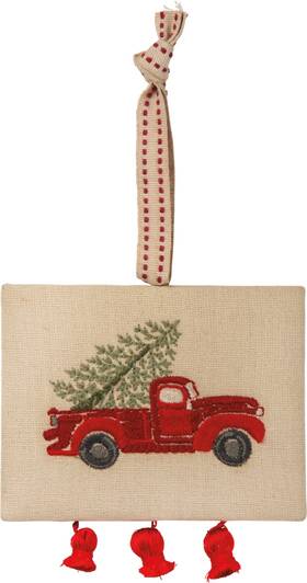101329 Primitives By Kathy Tis The Season Red Pickup Truck Christmas Ornament Gift Card Holder