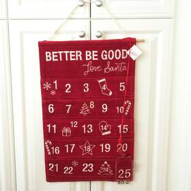 Primitives By Kathy 190134006860 Better Be Good Hanging Christmas Countdown Calendar 28x18in